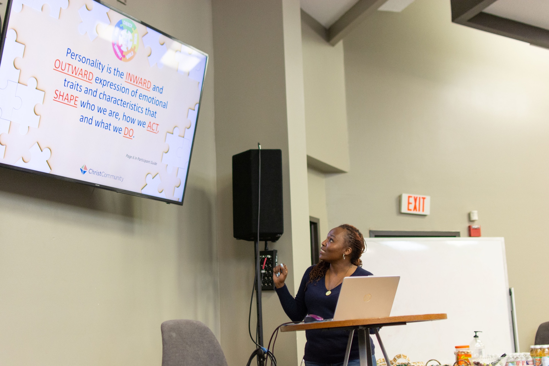 Cam leading a workshop session
